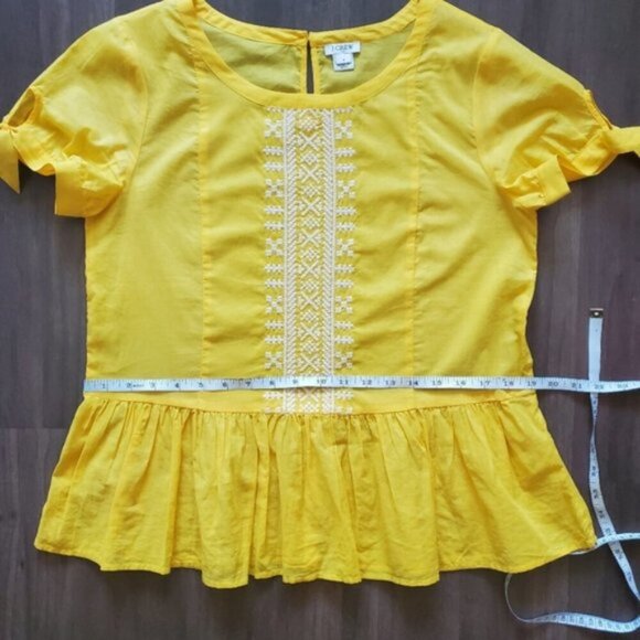 J. Crew Yellow Embroidered Top Size 4 - Picture 8 of 11